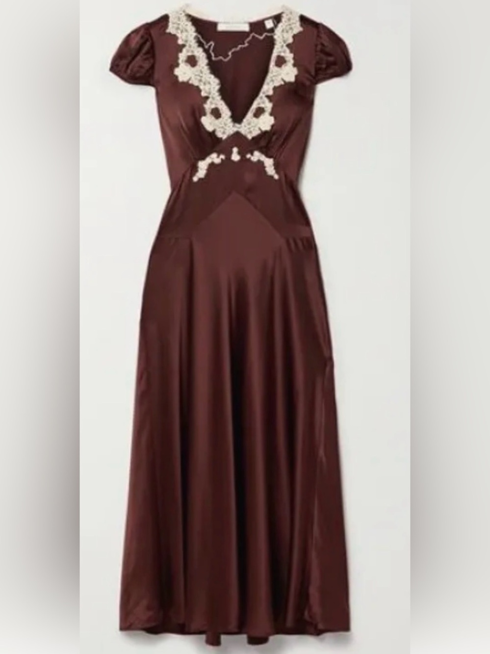 DOEN Coraline corded lace-trimmed silk-satin midi dress